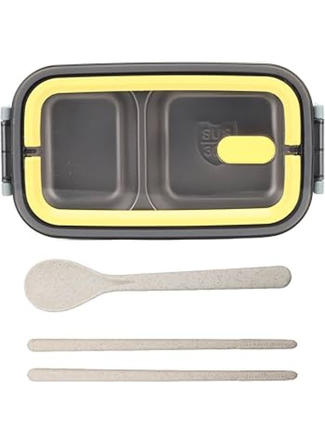 ALMASI 1400ml Microwaveable Double Layer Plastic Lunch Box with 3-Section Chopsticks - Image 2